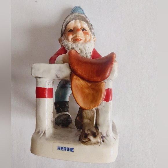 Goebel Co Boy Gnome Herbie Horseman Placing Saddle W Germany Red Blue Figurine - Picture 2 of 16